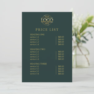 Modern Elegant Green Logo Service Menu Price List