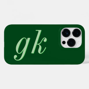 Modern Elegant Green Monogram Initials Case-Mate iPhone 14 Pro Case