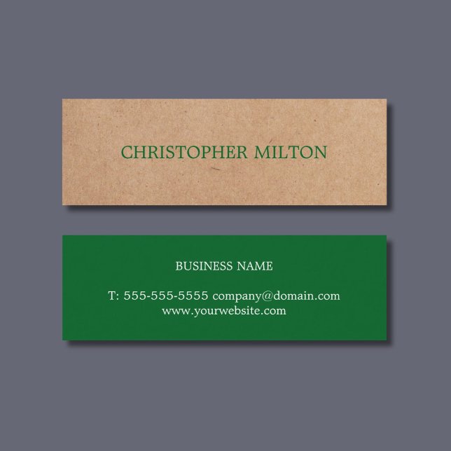 Modern Elegant Green Printed Kraft Consultant Mini Business Card (Creator Uploaded)