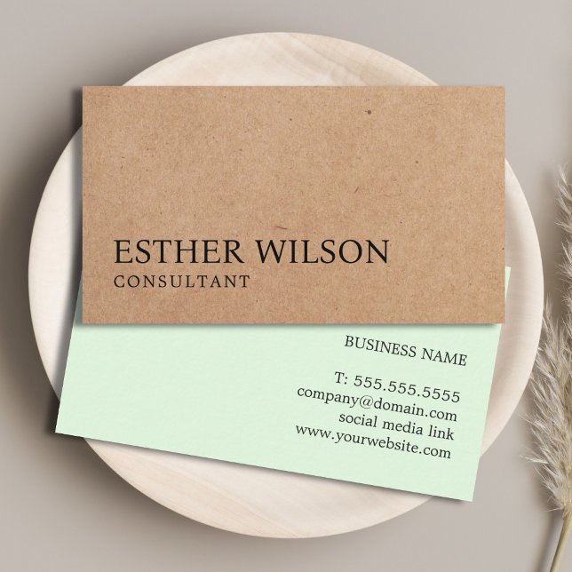Modern Elegant Green PRINTED KraftPaper Consultant Business Card (Creator Uploaded)