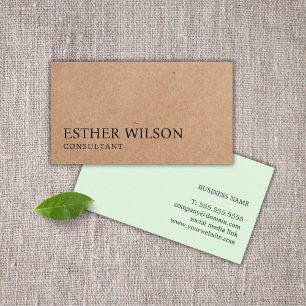 Modern Elegant Green PRINTED KraftPaper Consultant Business Card