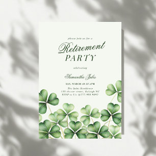 Modern Elegant Green Shamrock Retirement Party Invitation