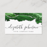 Modern Elegant Green Silver Glitter Agate Marble