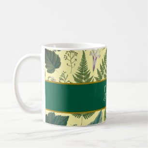 Modern elegant green spring leaves and flowers coffee mug
