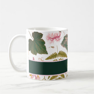 Modern elegant green spring leaves and flowers coffee mug
