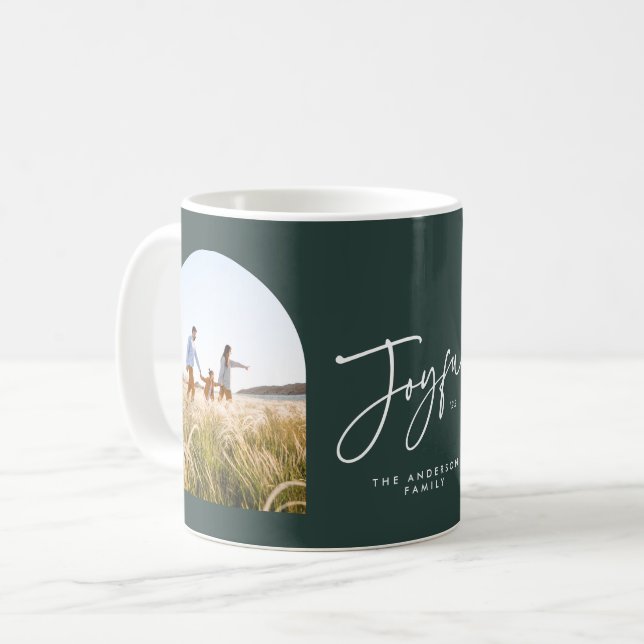 Modern elegant green typography joyful Christmas Coffee Mug (Front Left)