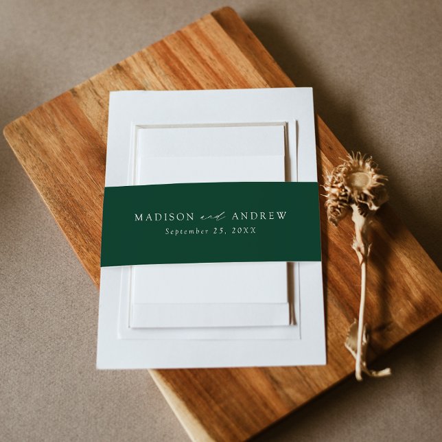 Modern Elegant Green Wedding Invitation Belly Band (Creator Uploaded)