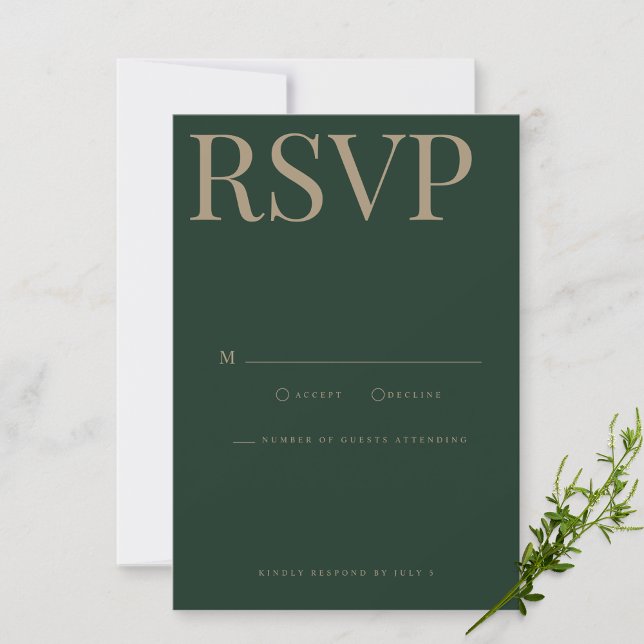 Modern & Elegant Green Wedding RSVP Card (Creator Uploaded)