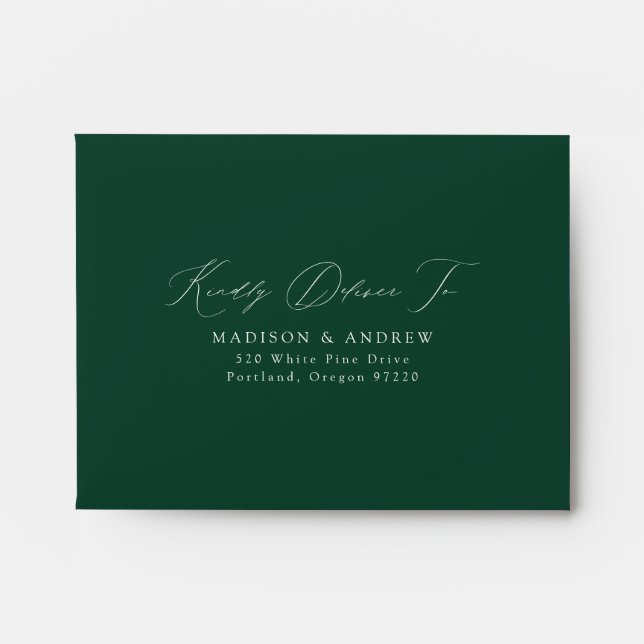 Modern Elegant Green Wedding RSVP Envelope (Front)