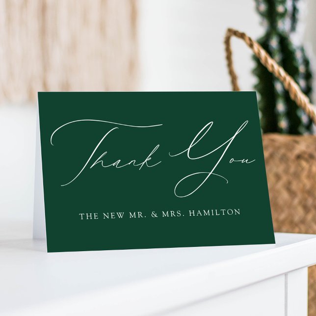 Modern Elegant Green Wedding Thank You Card (Creator Uploaded)