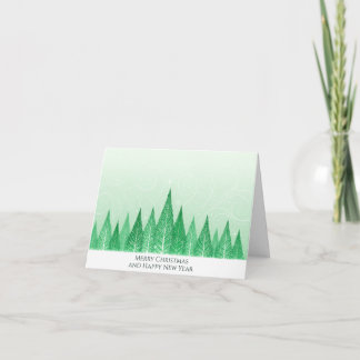 Modern Elegant Green Winter Trees Christmas Card