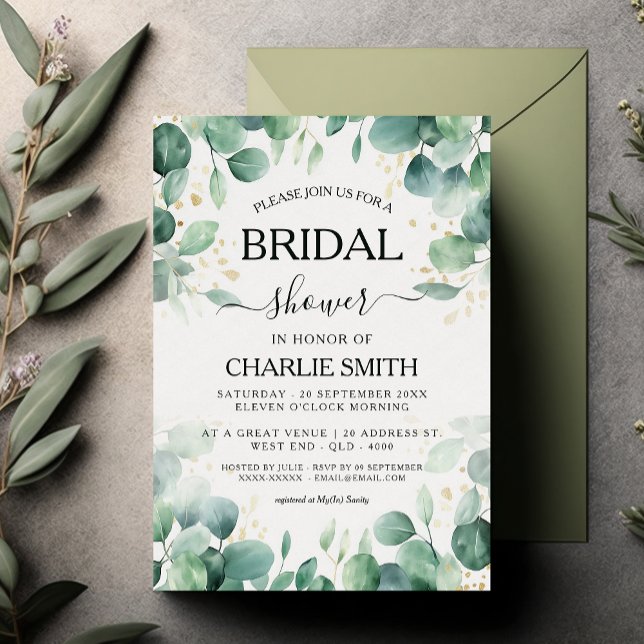 Modern Elegant Greenery Bridal Shower  Invitation (Creator Uploaded)