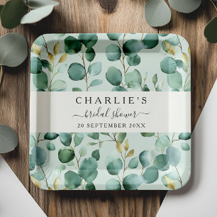 Modern Elegant Greenery Bridal Shower  Paper Plate