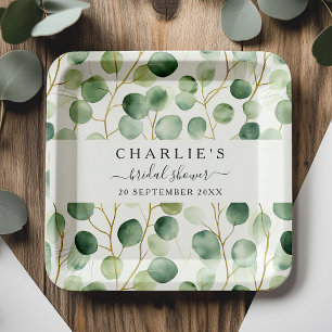 Modern Elegant Greenery Bridal Shower  Paper Plate
