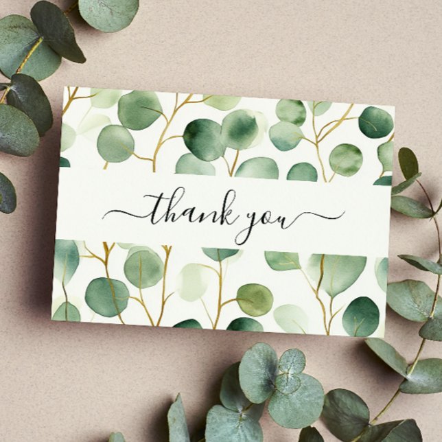 Modern Elegant Greenery Bridal Shower  Thank You Card (Creator Uploaded)