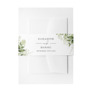 Modern Elegant Greenery Floral Wedding Invitation Belly Band