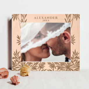 Modern Elegant Greenery Leaves Wood Laser Engraved Etched Frames