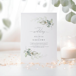 Modern Elegant Greenery Minimalist Wedding Invitation