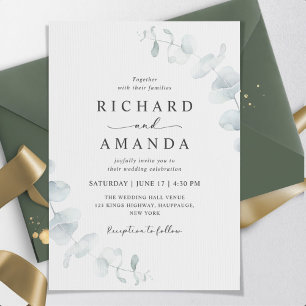 Modern Elegant Greenery Minimalist Wedding Invitation