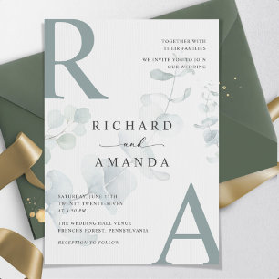 Modern Elegant Greenery Minimalist Wedding Invitation