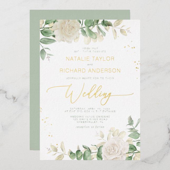 Modern Elegant Greenery Wedding (Front/Back)