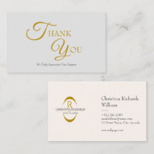 Modern Elegant Grey and Gold Thank You Card