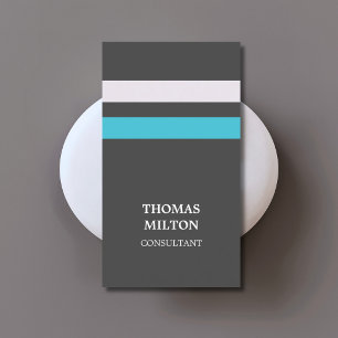 Modern Elegant Grey Blue Stripes Consultant  Business Card