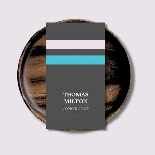 Modern Elegant Grey Blue Stripes Consultant Business Card