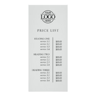 Modern Elegant Grey Business Logo Menu Price List