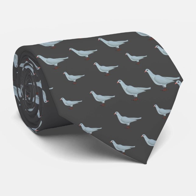 Modern Elegant Grey Dove Seamless Pattern Tie (Rolled)