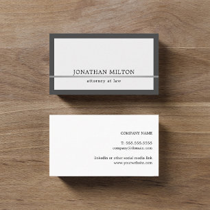 Modern Elegant Grey Faux Silver Line Attorney  Business Card