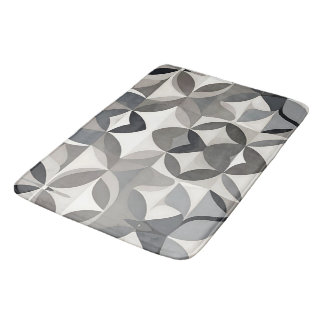 Modern Elegant Grey Floral Bath Mat