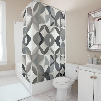 Modern Elegant Grey Floral Shower Curtain