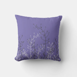Modern Elegant Grey Flowers on Periwinkle Blue Cushion