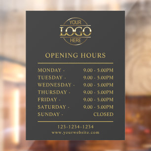 Modern Elegant Grey Gold Business Opening Hours