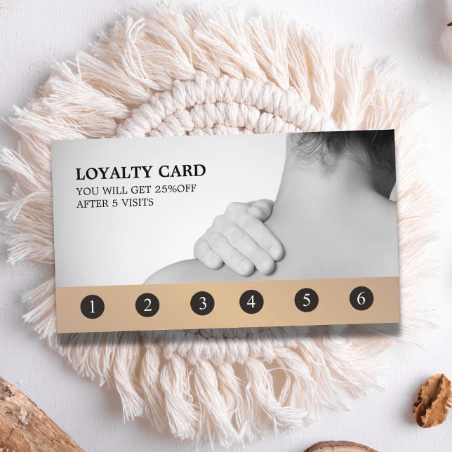 Modern Elegant Grey Golden Massage Therapist  Loyalty Card (Creator Uploaded)