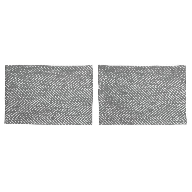Modern Elegant Grey Herringbone Pillowcase (Back-Set)