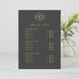 Modern Elegant Grey Logo Service Menu Price List