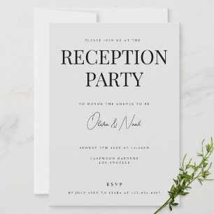 Modern & Elegant Grey Reception Invitation Card