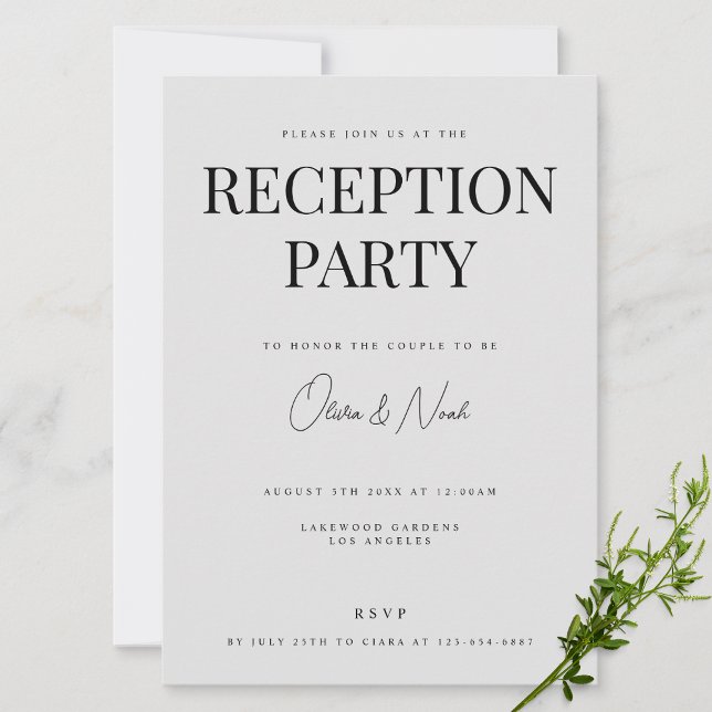 Modern & Elegant Grey Reception Invitation Card (Creator Uploaded)