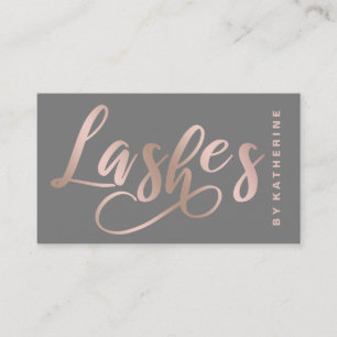 Modern elegant grey & rose gold lashes extension business card