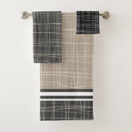 Modern elegant grey sketch 3 bath towel set