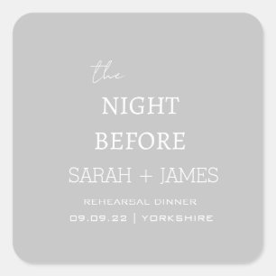 Modern Elegant Grey the Night Before Wedding Square Sticker