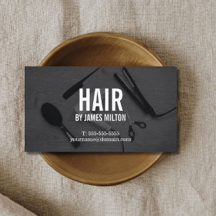 Modern Elegant Grey White Hair Stylist Business Card