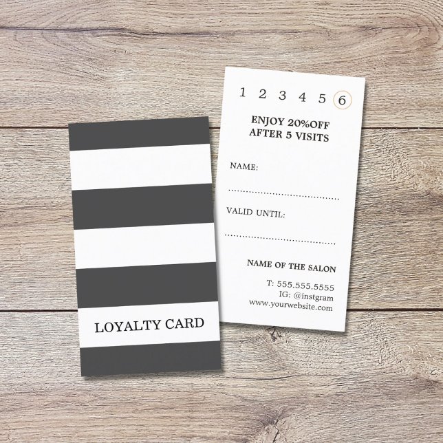 Modern Elegant Grey White Stripes Beauty  Loyalty Card (Creator Uploaded)