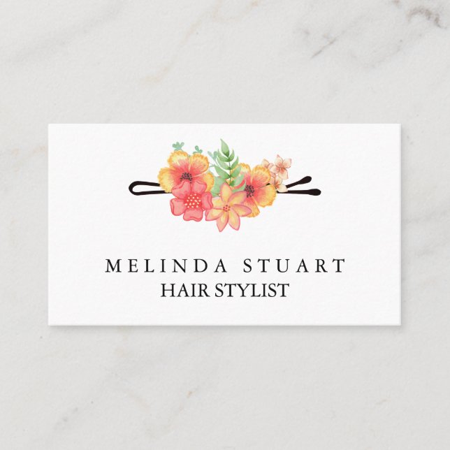 Modern Elegant Hair Stylist Professional Logo Business Card (Front)