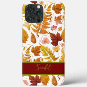 Modern elegant halloween spring leaves & flowers iPhone 13 pro max case