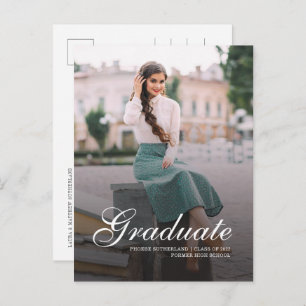Modern Elegant Hand Lettered Photo Graduation Announcement Postcard