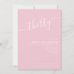 Modern Elegant Hand Lettered Script 30th Birthday Invitation