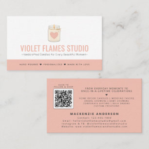 Modern Elegant Handmade Candle Maker QR Code  Business Card